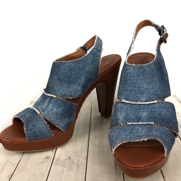 Lucky Brand Shoes - Lucky Brand Jeans Peggy Denim Peep Toe Heels 10M